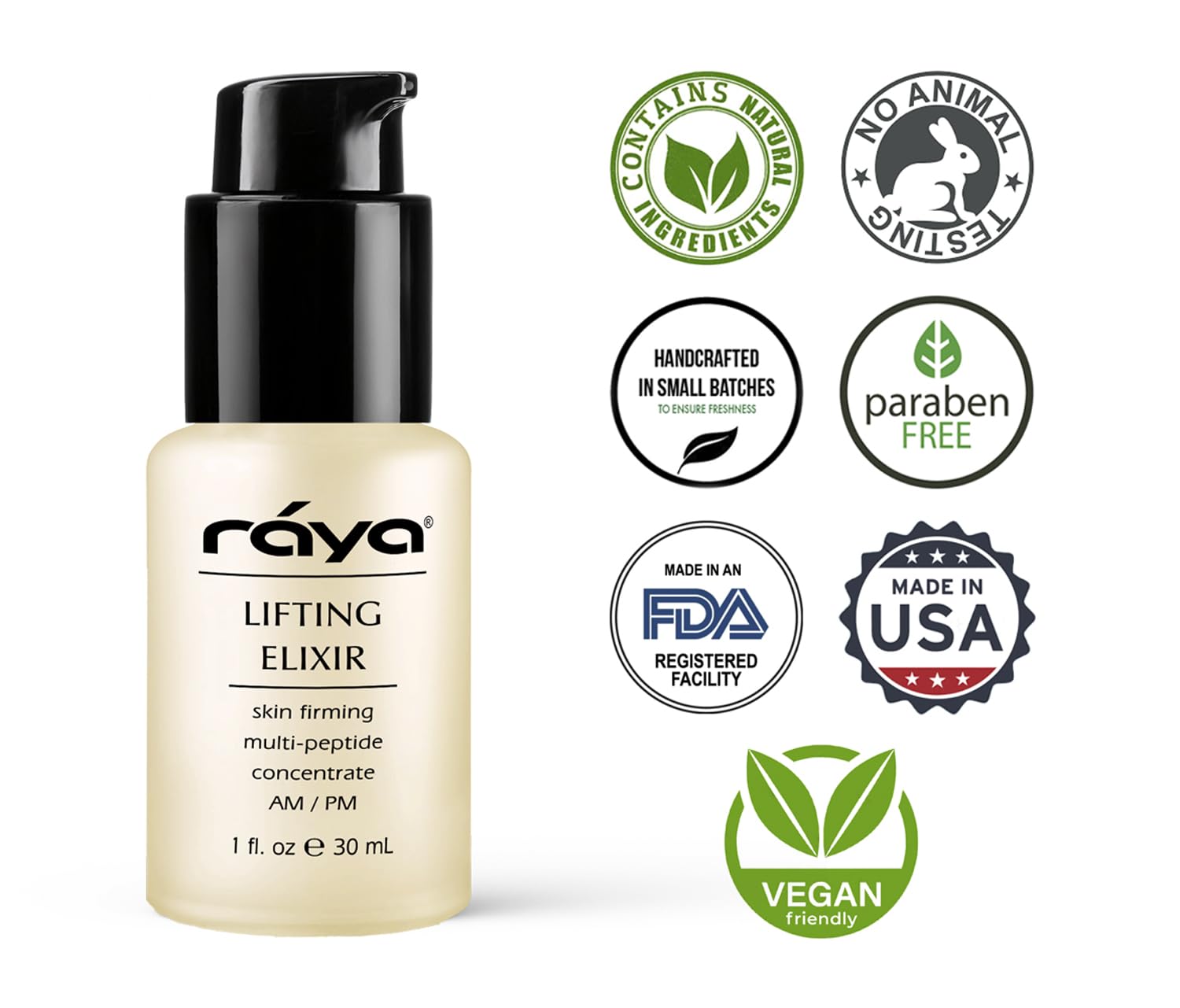 Raya Lifting Elixir ingredients ginseng-seaweed, signaling revitalized skin tone and vitality