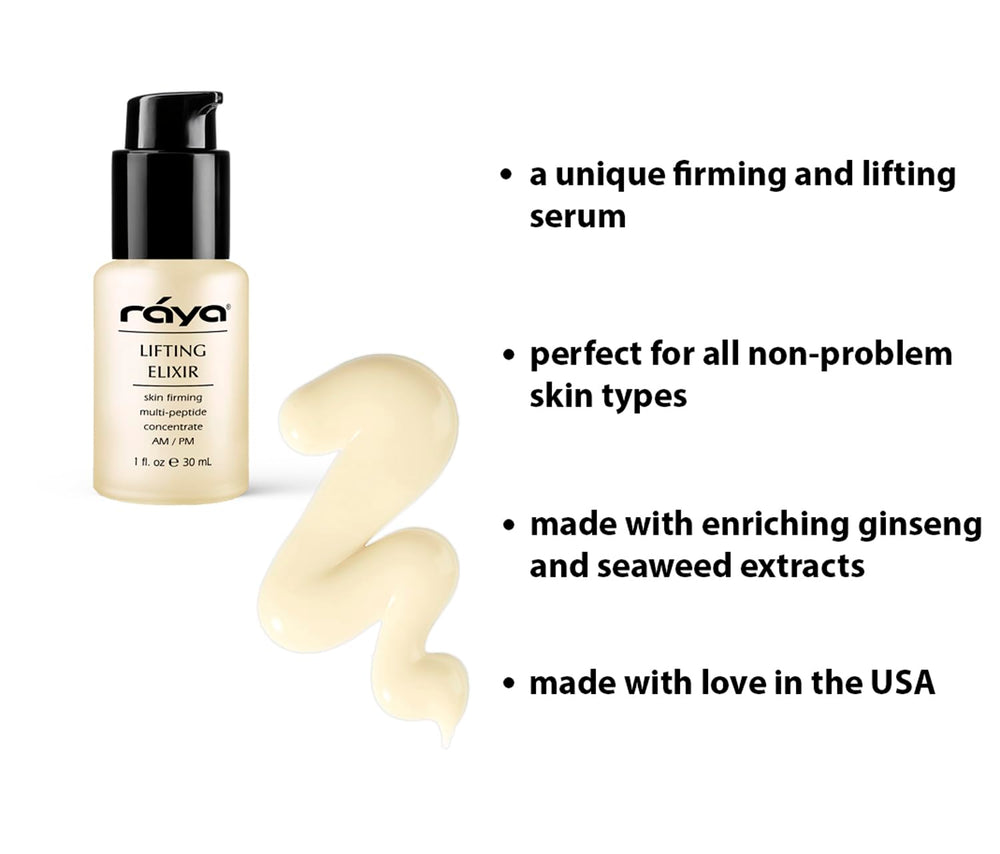 Raya Lifting Elixir serum swatch, silky texture enhances radiance and smoothness