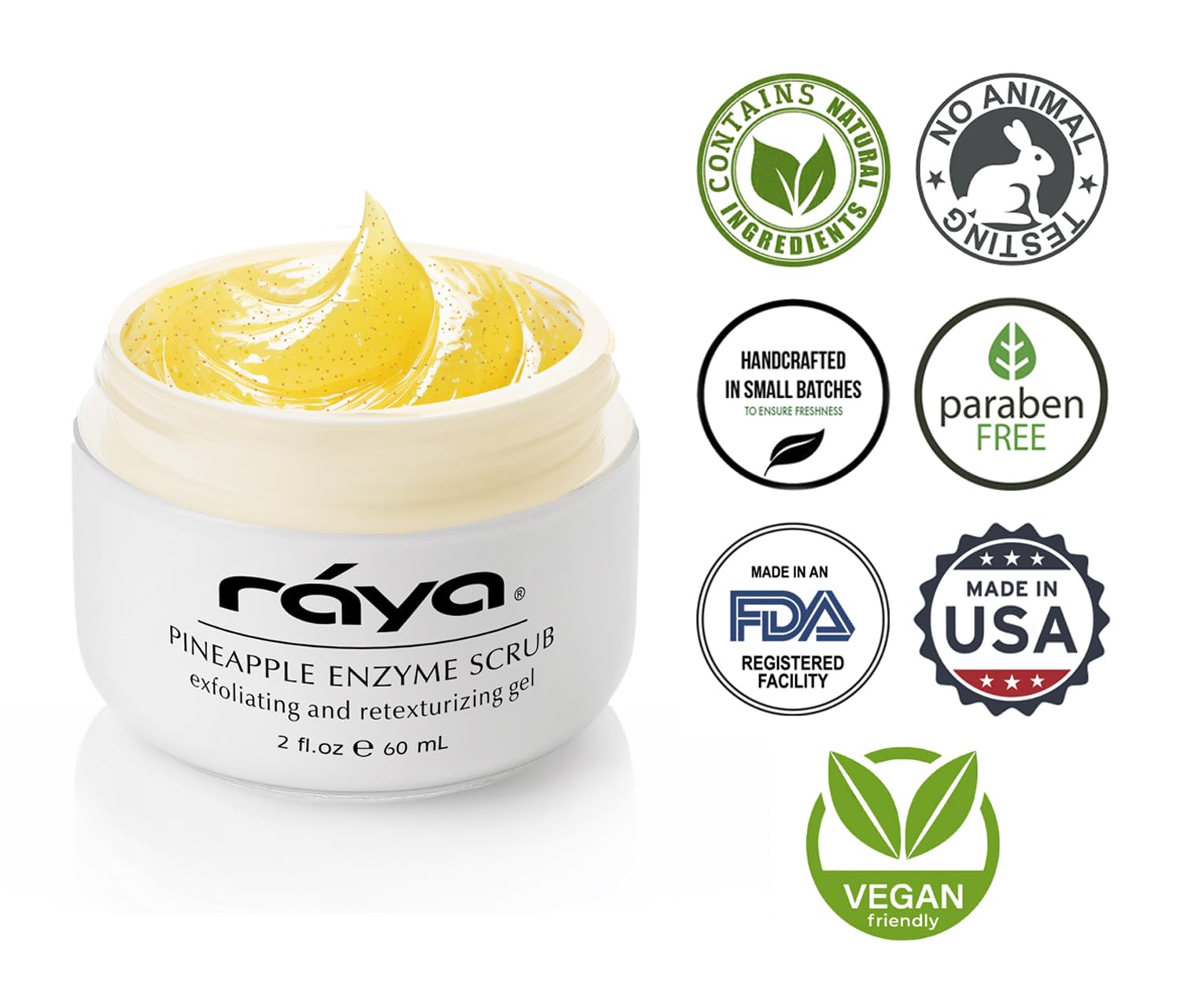 Raya pineapple enzyme beads granules image hints resurfacing without harsh rubbing