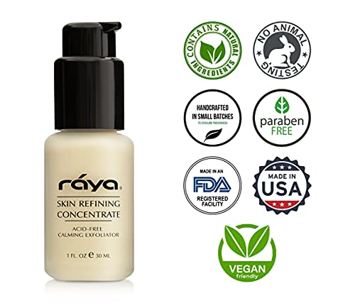 RAYA Skin Refining Concentrate USA-made badge signaling ethical beauty.