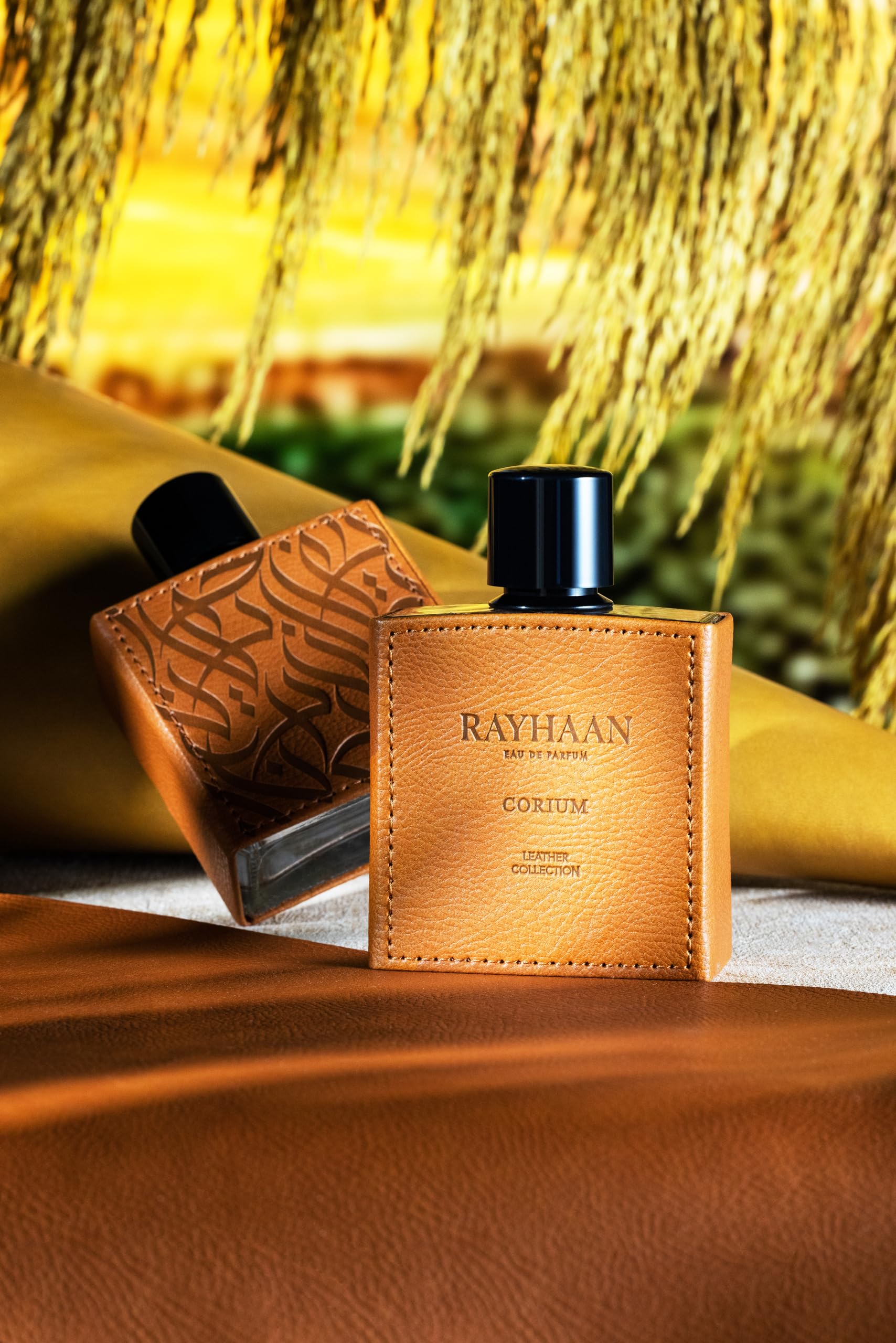 Rayhaan Corium base notes vanilla, oud, leather create warm presence.