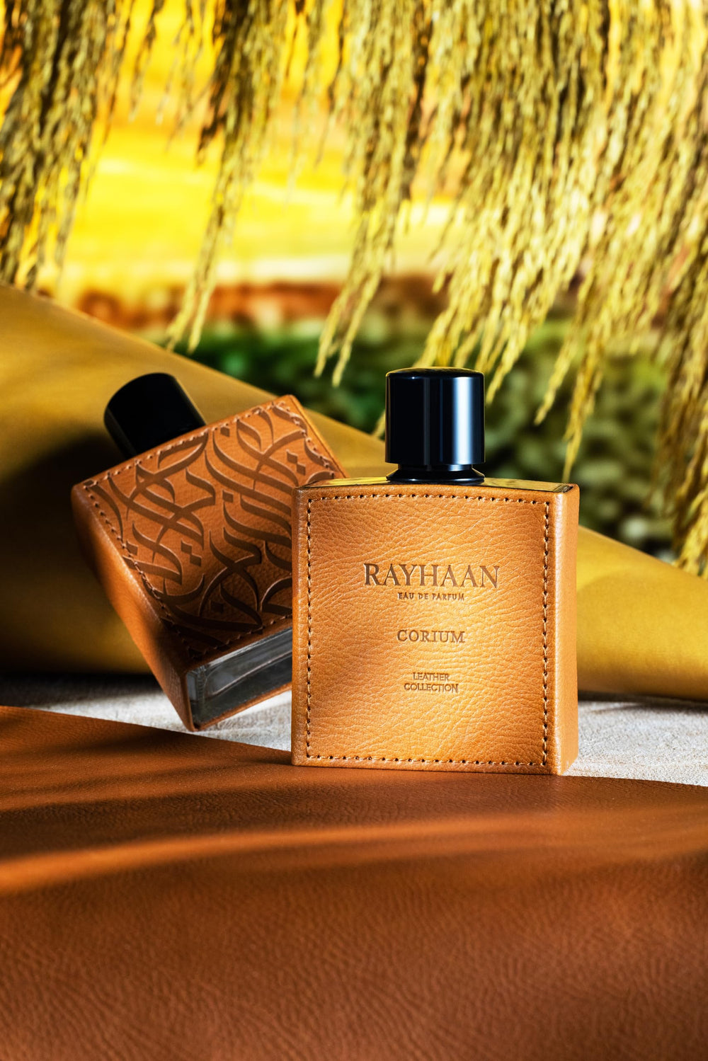 Rayhaan Corium base notes vanilla, oud, leather create warm presence.