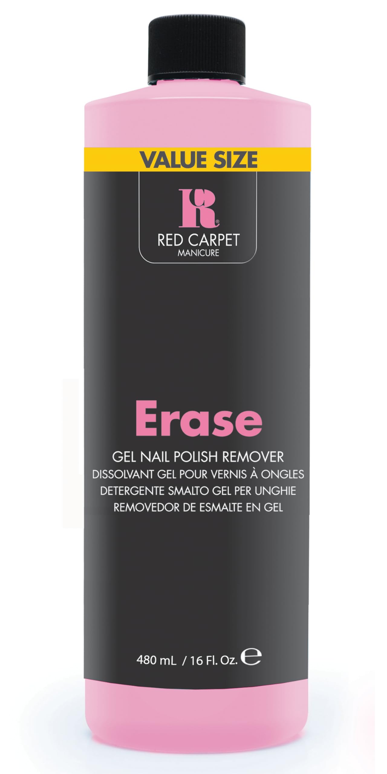 RC Red Carpet Manicure Erase bottle close-up showing quick, gentle removal.