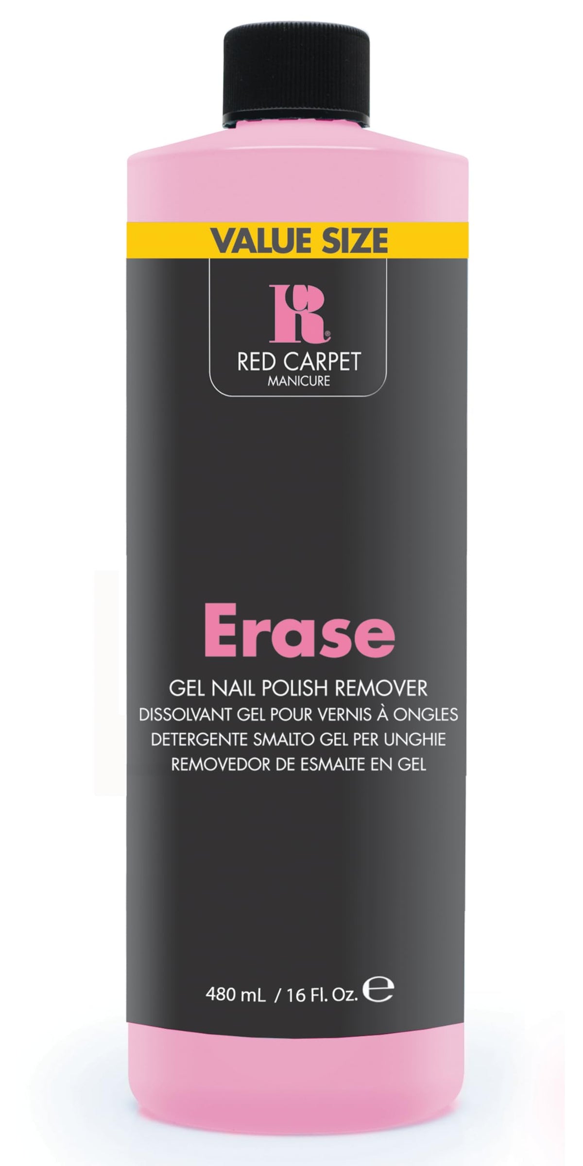 RC Red Carpet Manicure Erase bottle close-up showing quick, gentle removal.