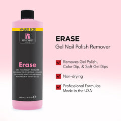 RC Red Carpet Manicure Erase liquid-in-bottle detail highlights conditioning formula.
