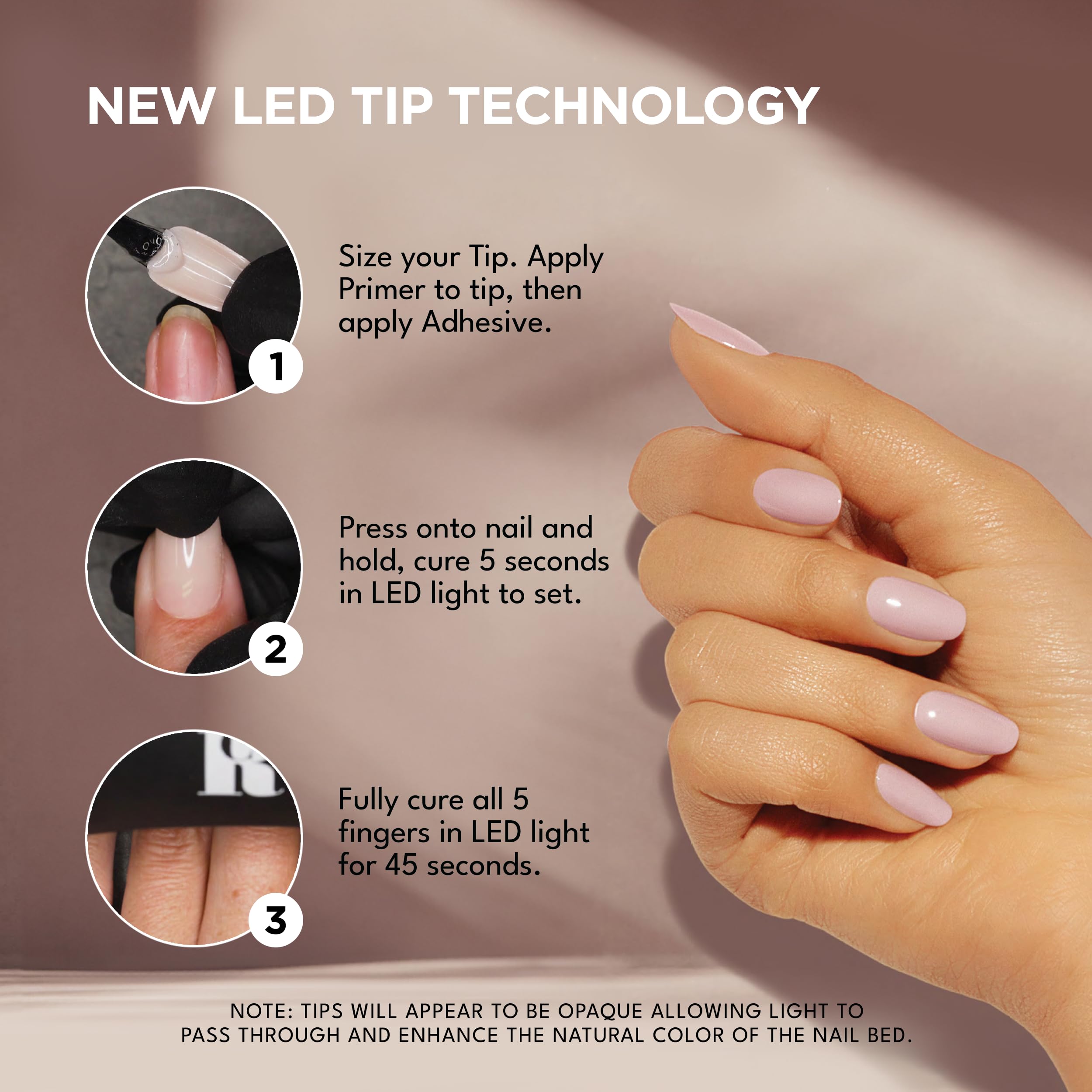 RC Red Carpet Manicure LED-curable adhesive delivers a premium bond