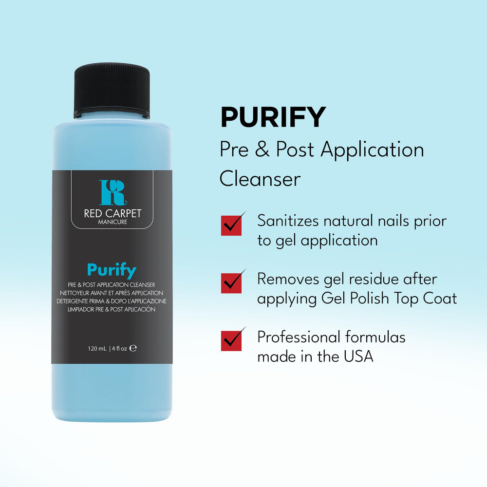 RC Red Carpet Manicure Purify application shot illustrating pre- and post-use