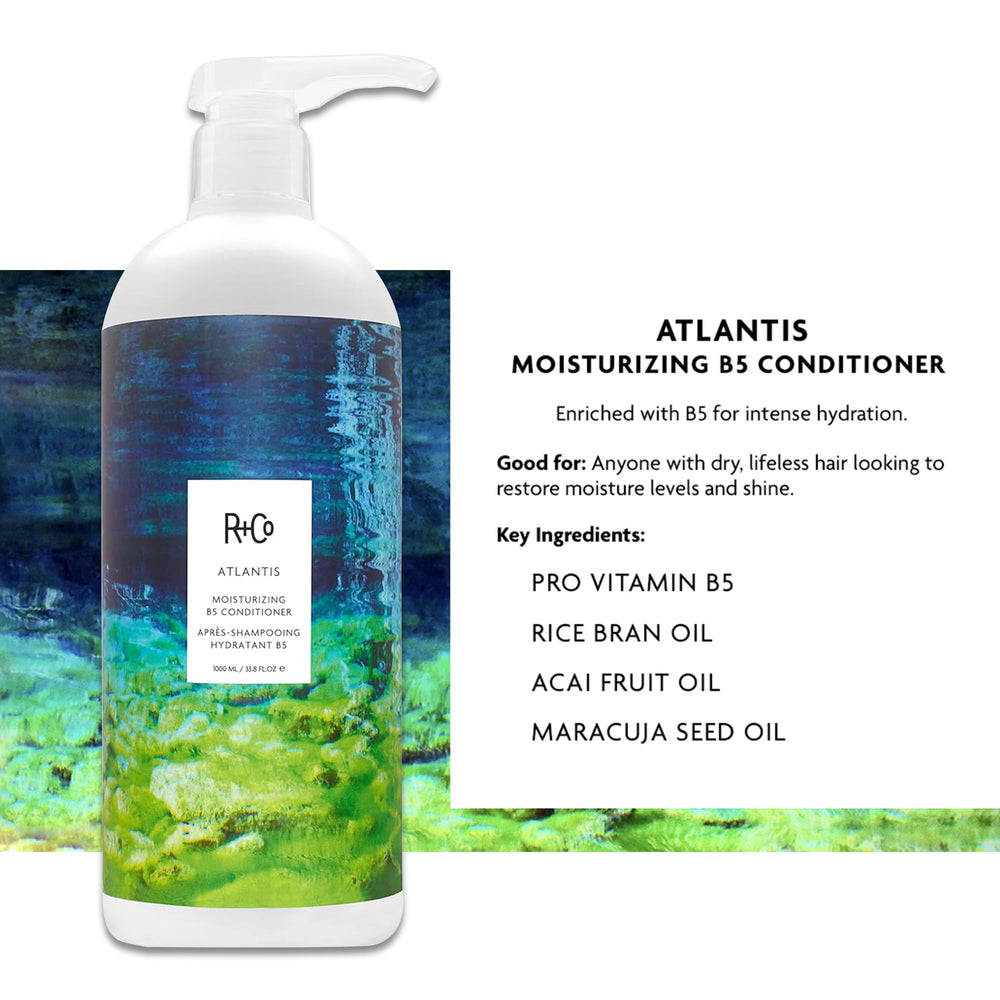 R+Co Atlantis set packaging showcases eco-conscious, vegan-friendly care.