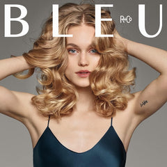 R+Co BLEU vegetable protein bottle supports volume and strength in fine hair.