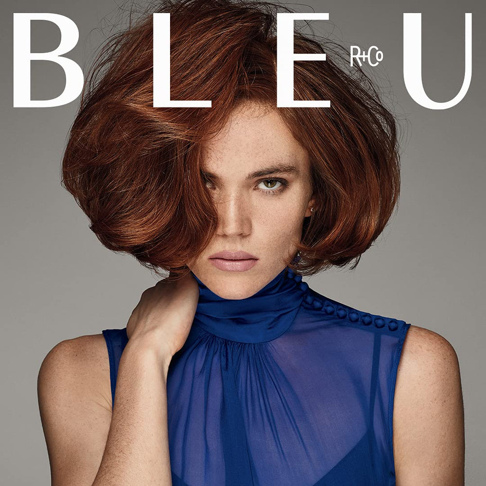 R+Co Blue mousse application foam shows creamy texture for volume