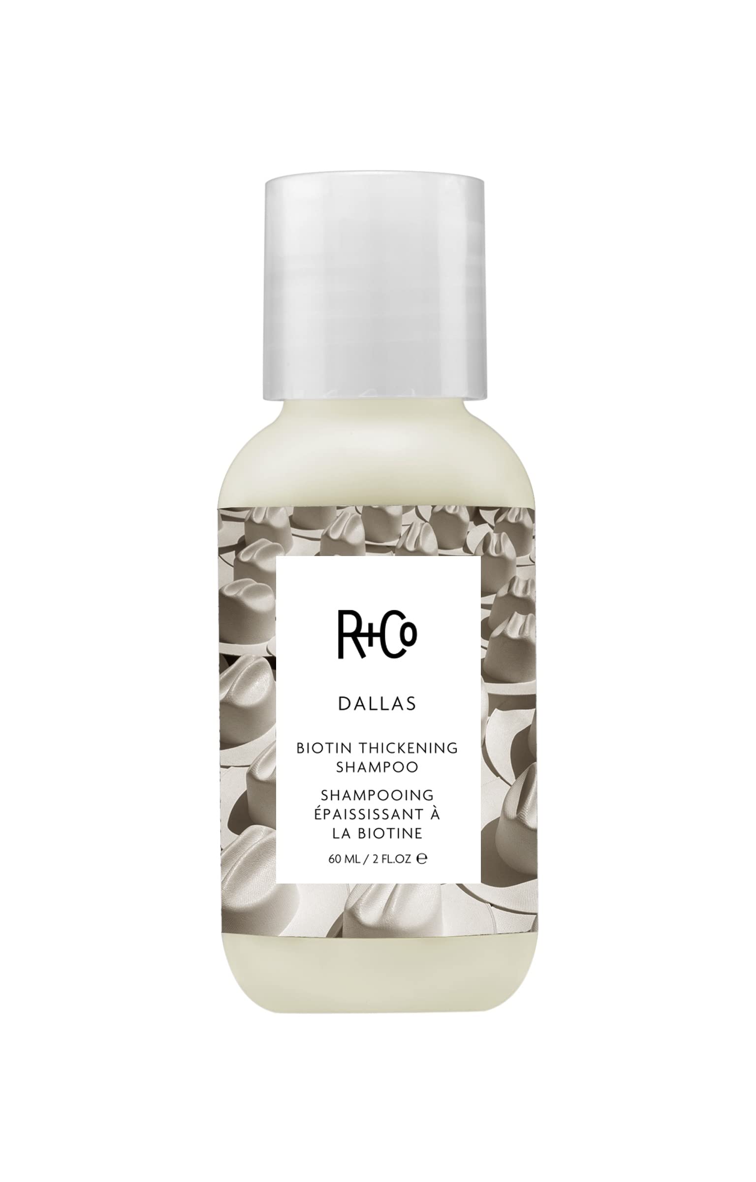 R+Co Dallas Thickening Shampoo bottle shows volumizing potential for fine hair