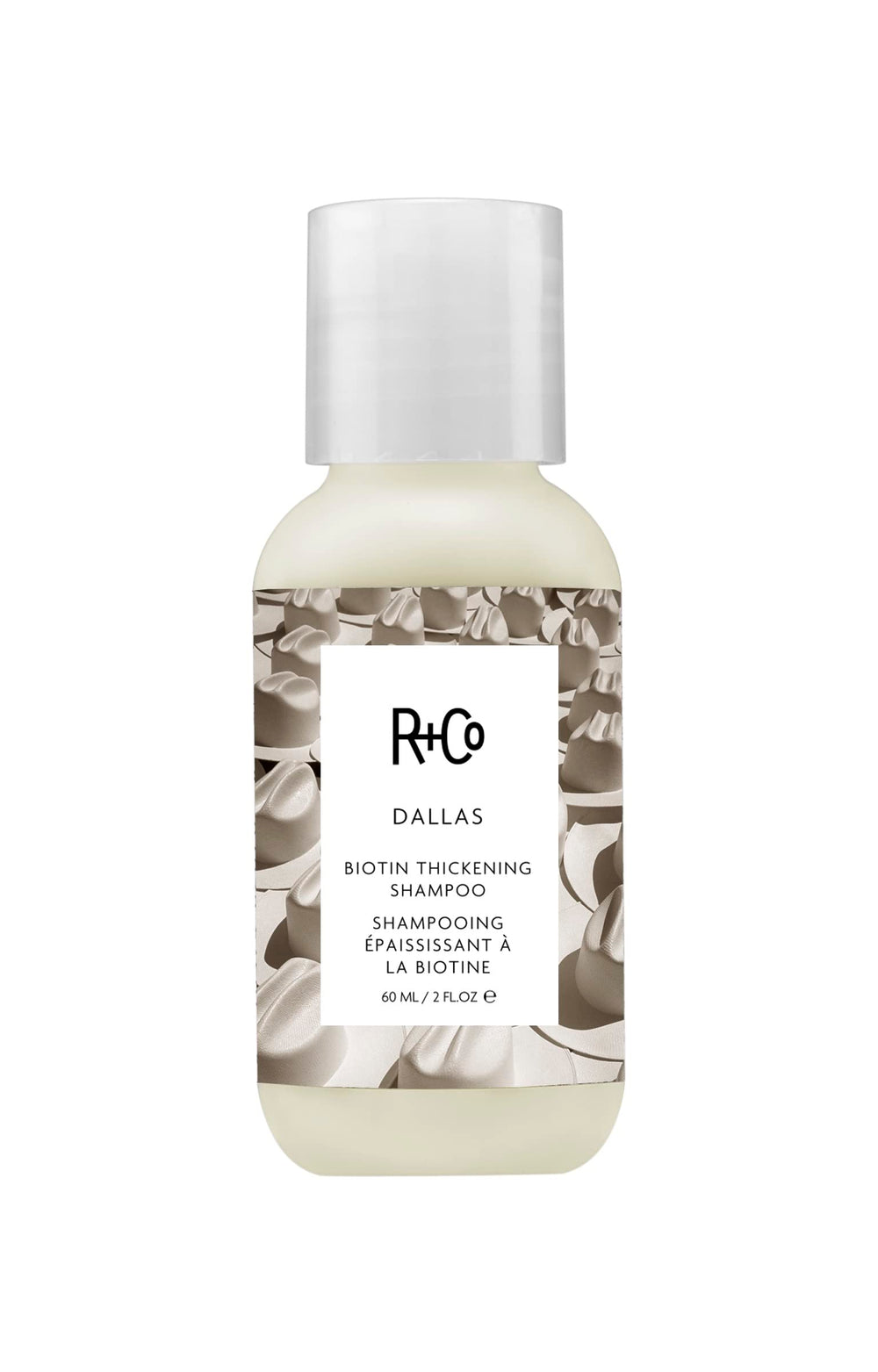 R+Co Dallas Thickening Shampoo bottle shows volumizing potential for fine hair