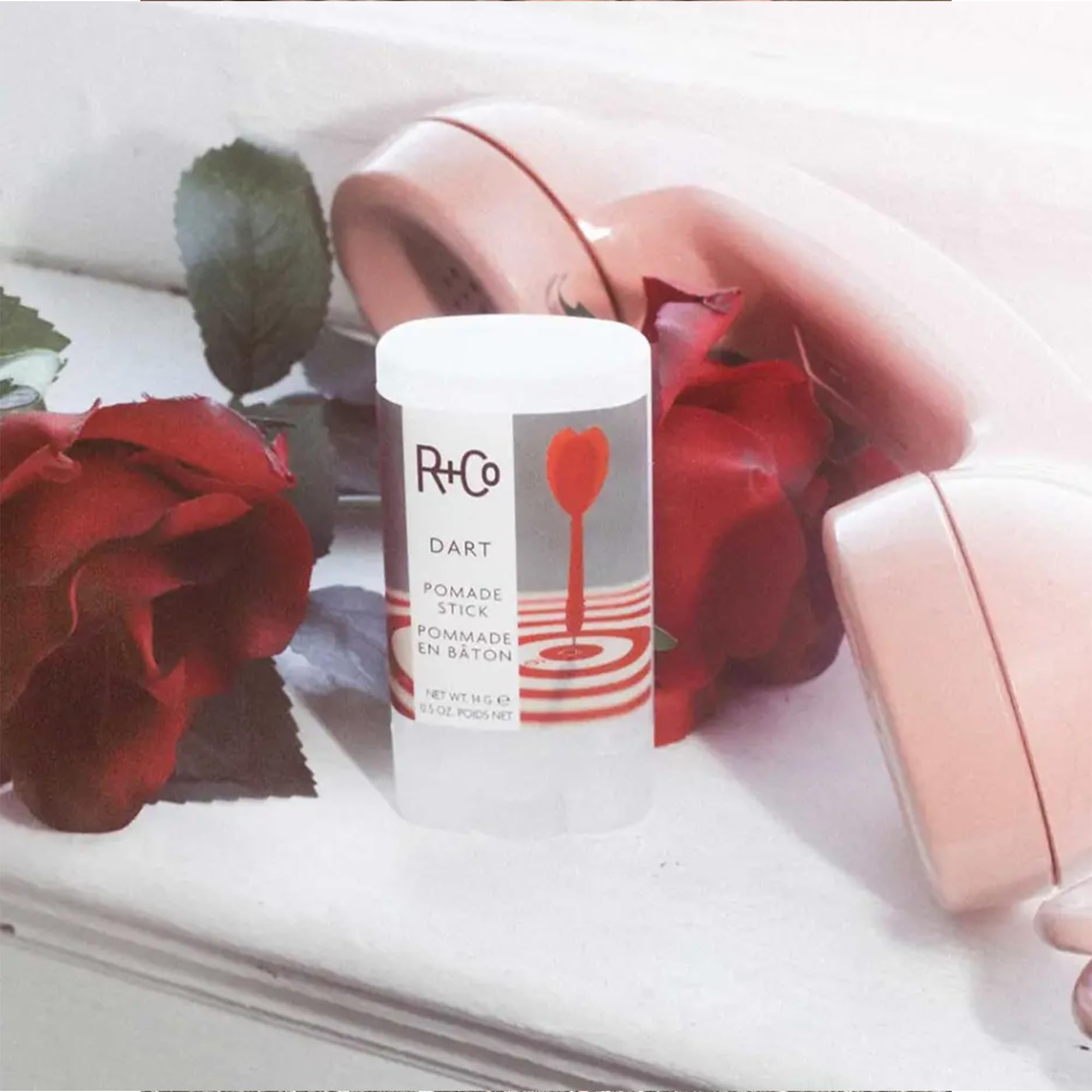 R+Co Dart Pomade Stick paraben-free formulation indicated on packaging
