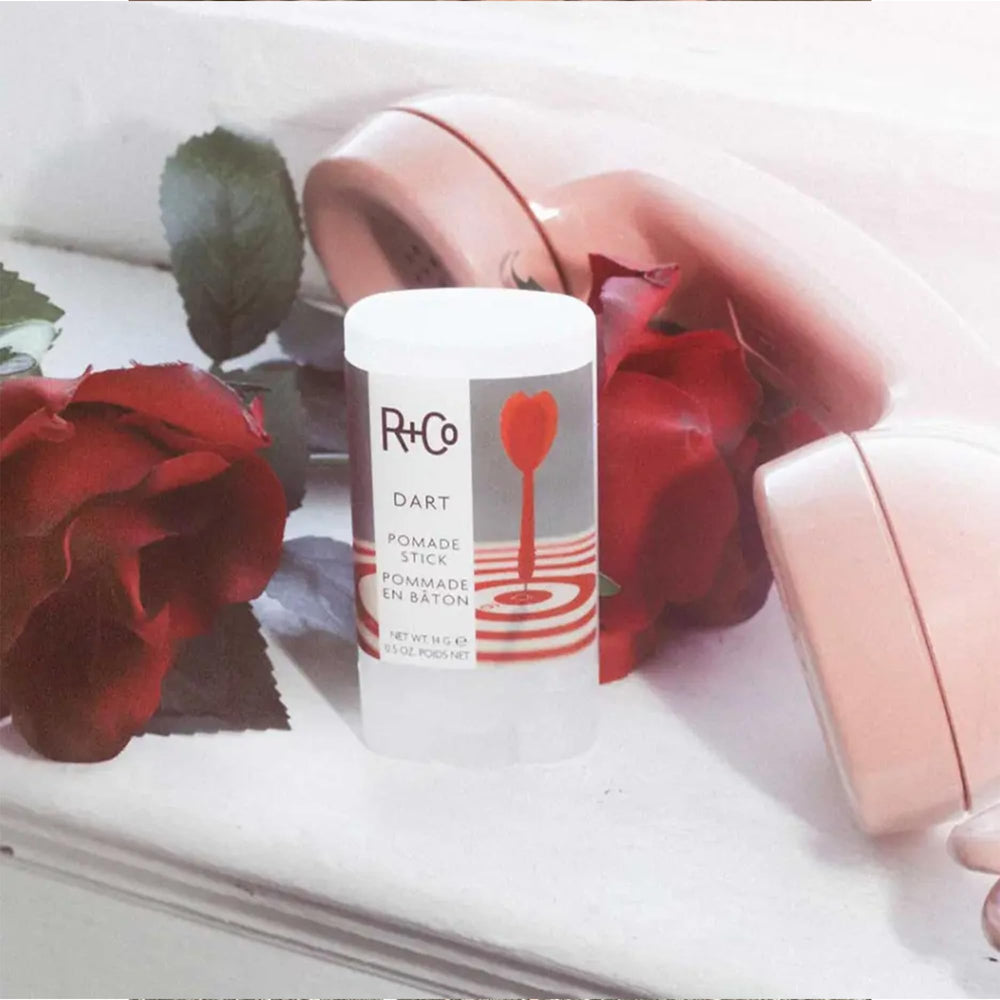 R+Co Dart Pomade Stick paraben-free formulation indicated on packaging