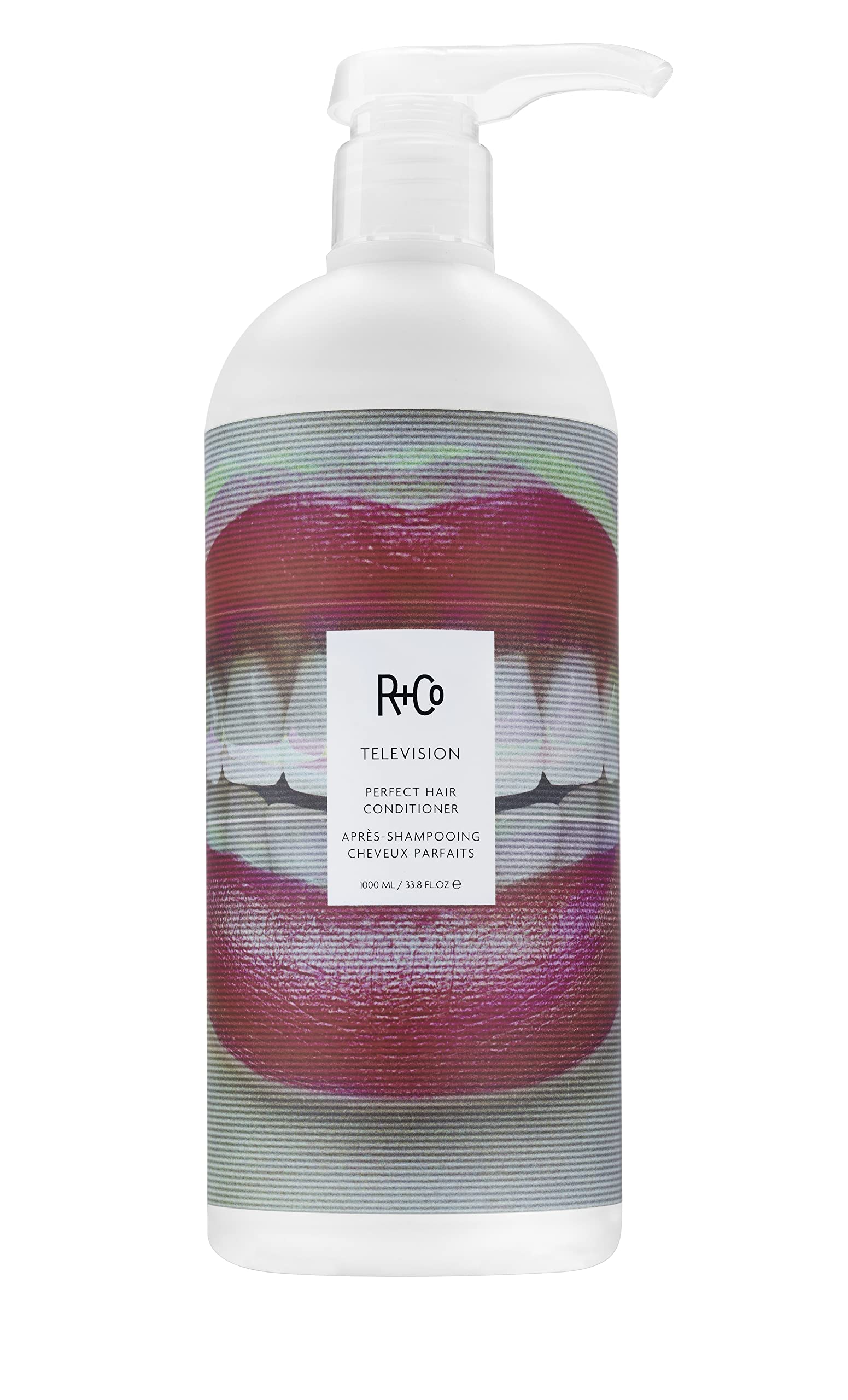 R+Co Television Perfect Hair Conditioner bottle showing weightless moisture for shine