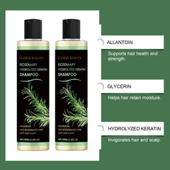RCSCBC Eloria Beauty Shampoo hydrolyzed keratin detail showcases strengthened strands.
