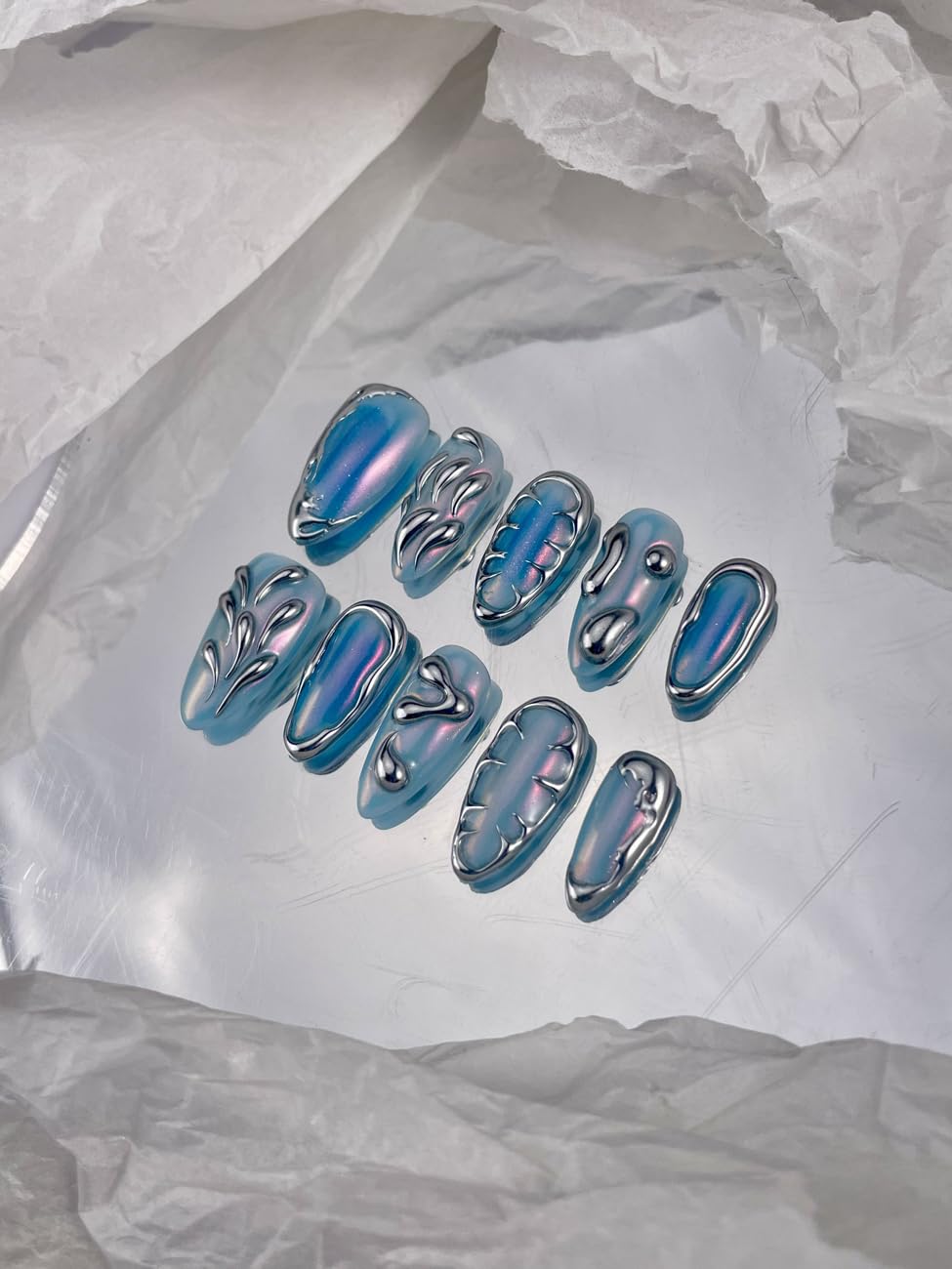 Rdntbeu handmade nail set showcasing precise craftsmanship.