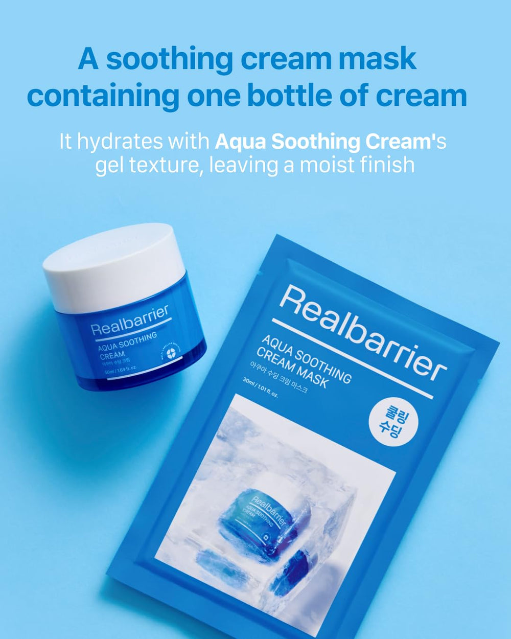 Real Barrier image showing eight hyaluronic acid types for deep hydration.