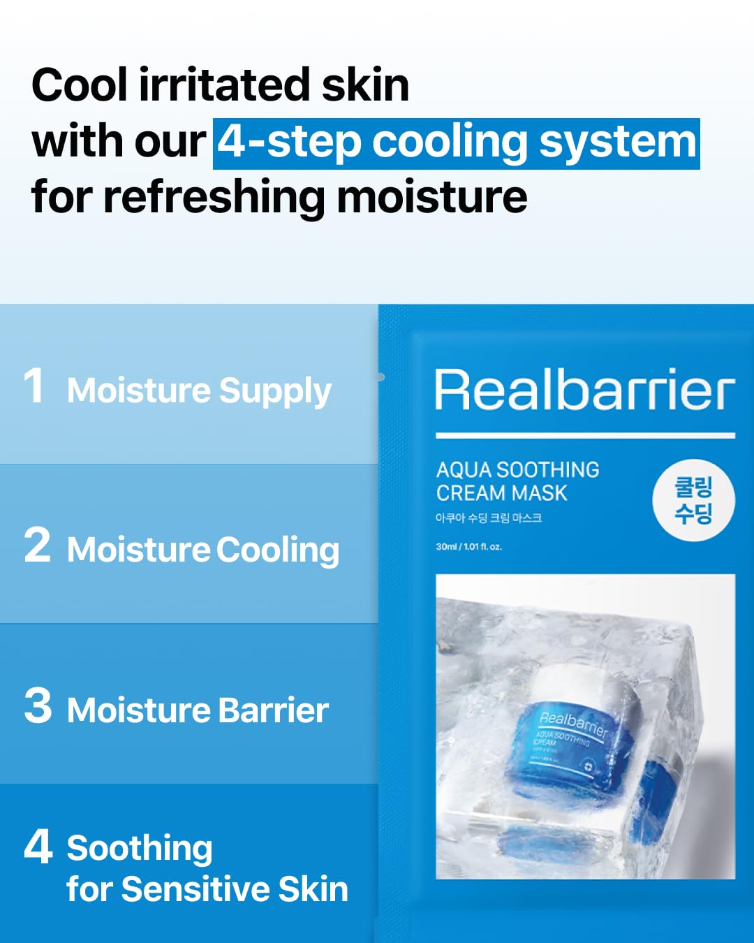 Real Barrier Aqua Soothing Mask sheet closeup highlights soft cotton gauze.