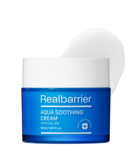Real Barrier Aqua Soothing Cream packaging with calming design for sensitive skin
