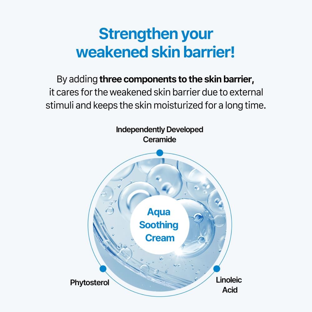 Real Barrier Aqua Soothing Cream applied to skin for calm overheated skin