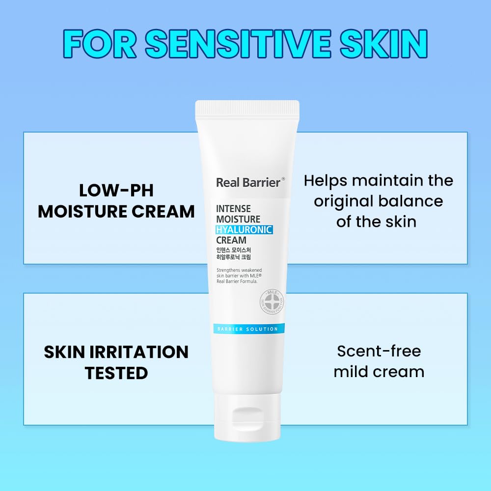 Real Barrier cream texture on hand demonstrates non-greasy, fast-absorbing finish