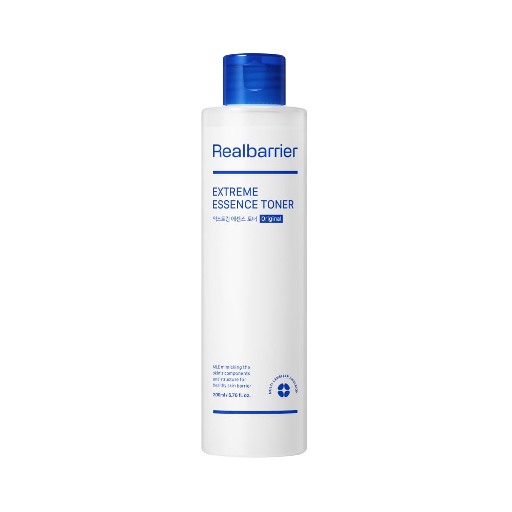 Real Barrier Extreme Essence Toner bottle delivering fast-absorbing hydration for sensitive dry skin.