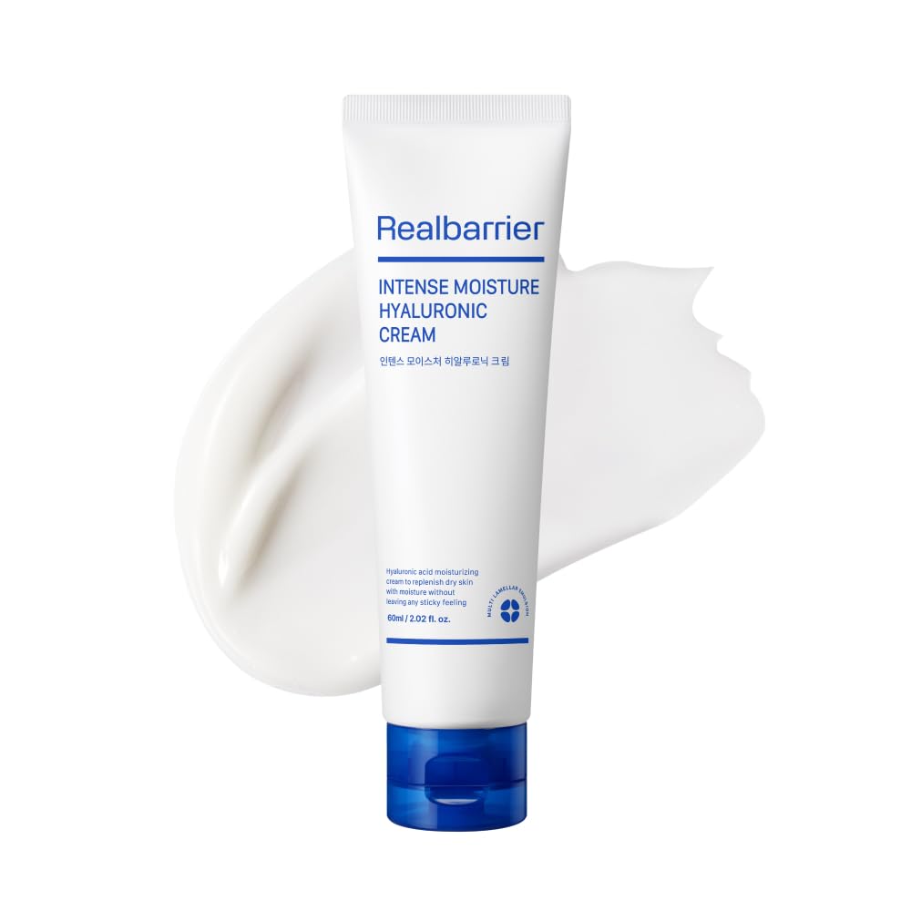Real Barrier Intense Moisture Hyaluronic Cream bottle showing quick hydration for dry skin