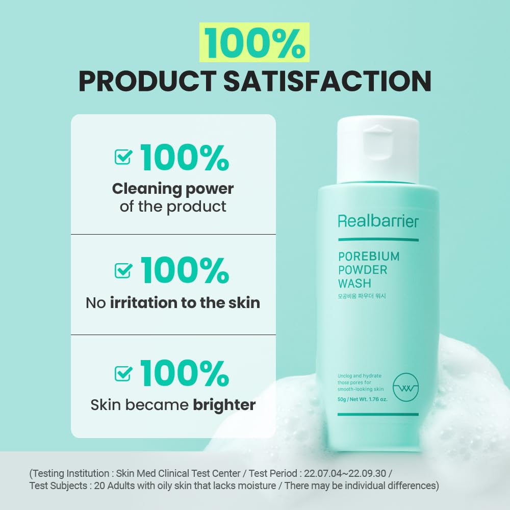 Real Barrier Porebium Powder Wash with ceramide supports skin hydration.