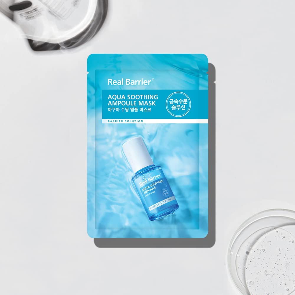 Real Barrier Aqua Soothing Ampoule Face Sheet Mask suitable for sensitive and dry skin.