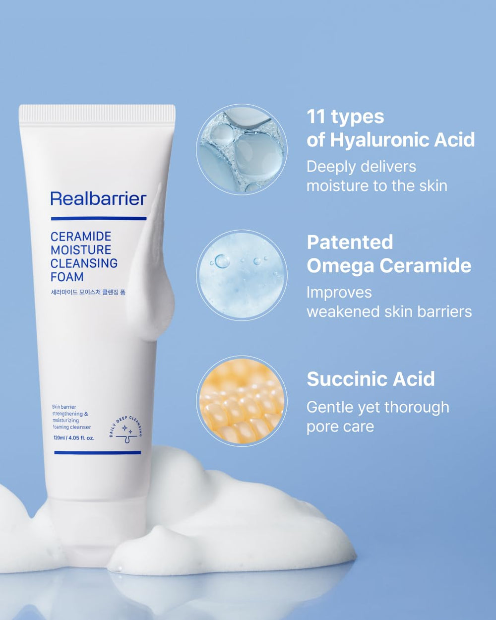 Real Barrier texture closeup reveals velvety foam and skin-friendly formula