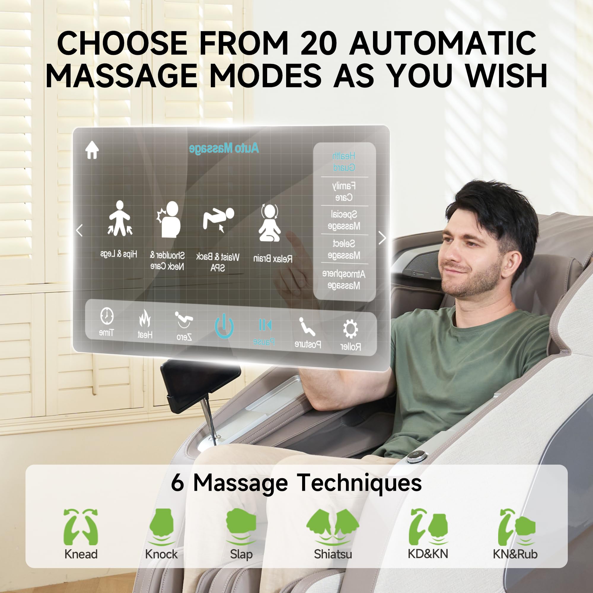 Real Relax PS5200 Brown SL-track provides neck-to-hip massage coverage.