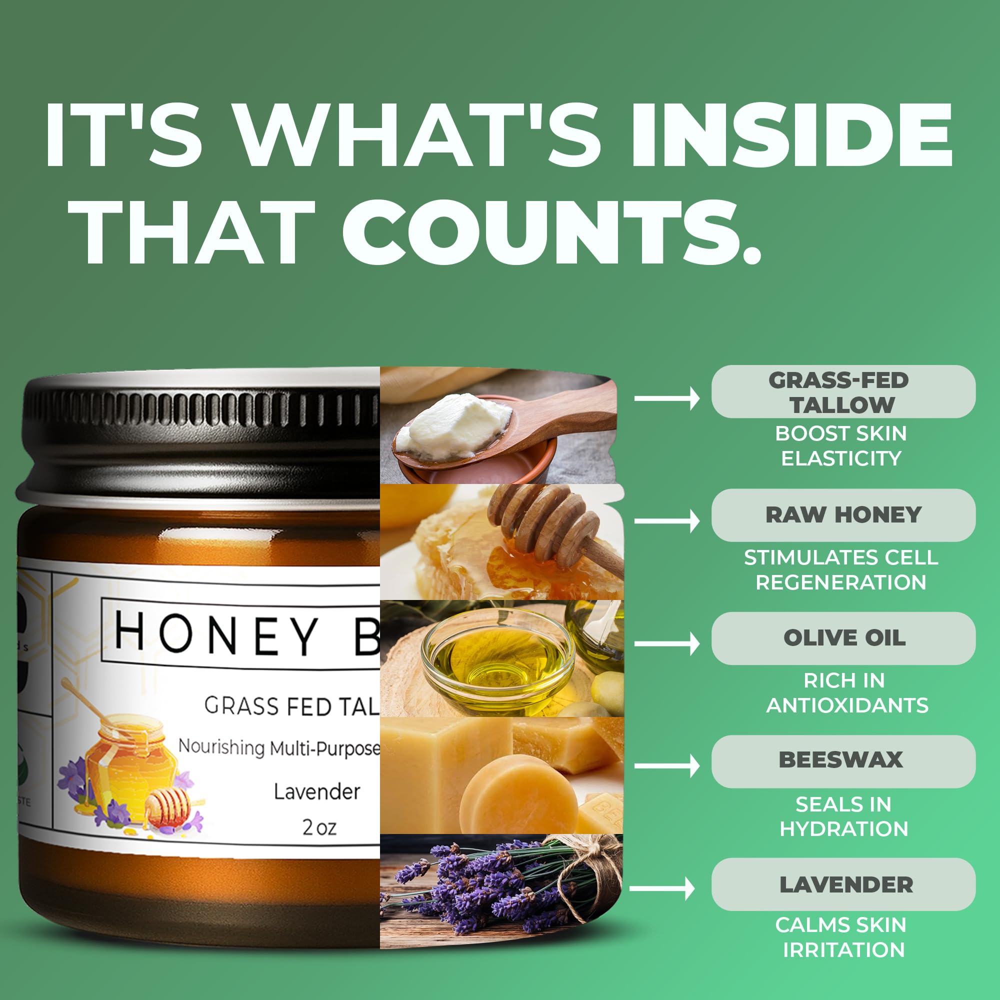 Lavender aroma of Really Good Blends Tallow Honey Balm suggesting calming routine