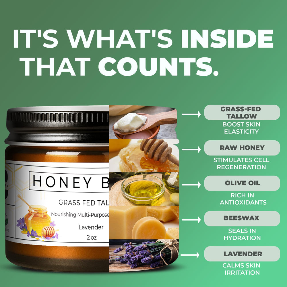 Lavender aroma of Really Good Blends Tallow Honey Balm suggesting calming routine