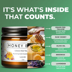 Lavender aroma of Really Good Blends Tallow Honey Balm suggesting calming routine