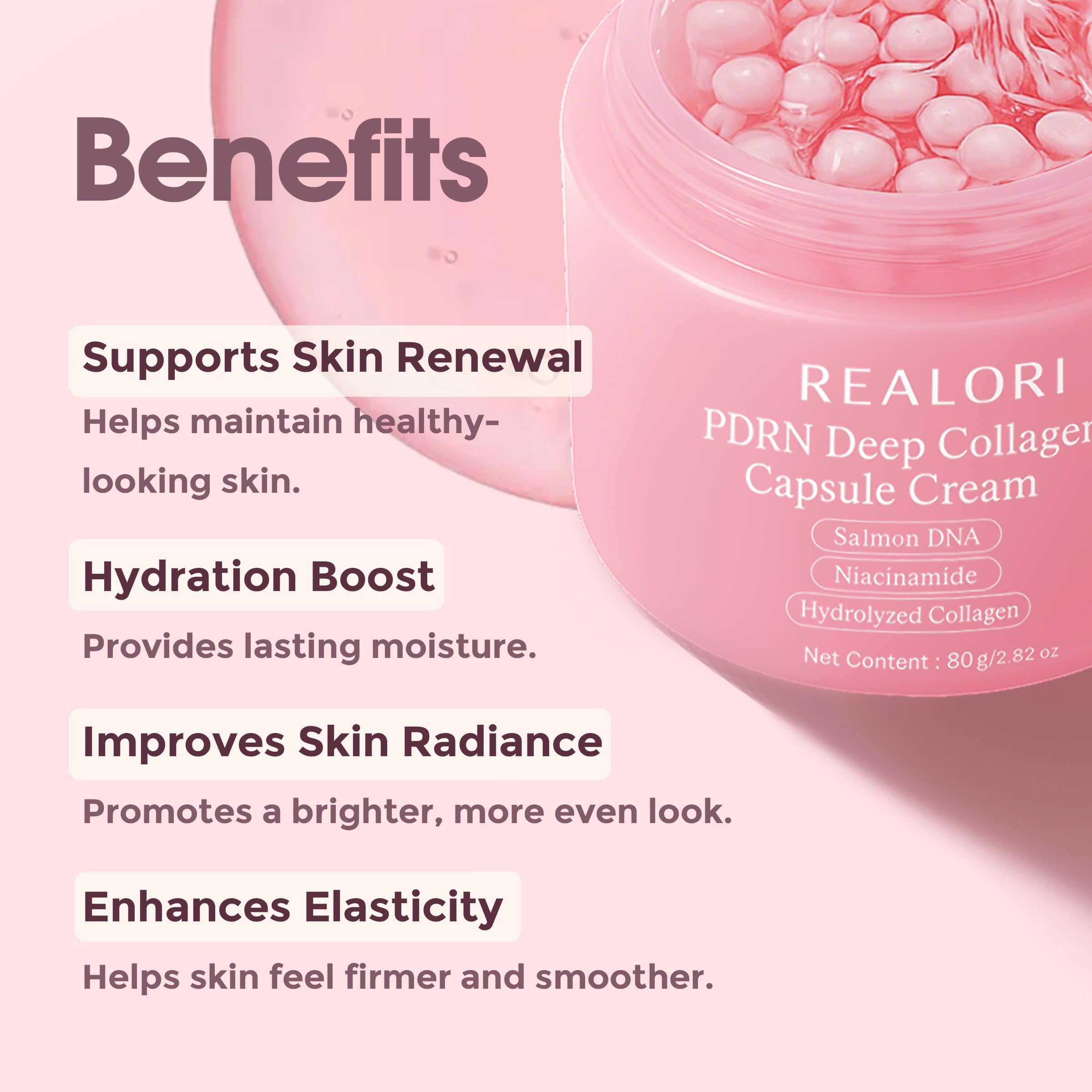 Realori Vitamin C Capsule Cream swatch showing brightening hydration.