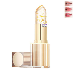 REATIFUL transferproof lipstick with gold crystal cap, smooth color-changing finish for versatile looks.
