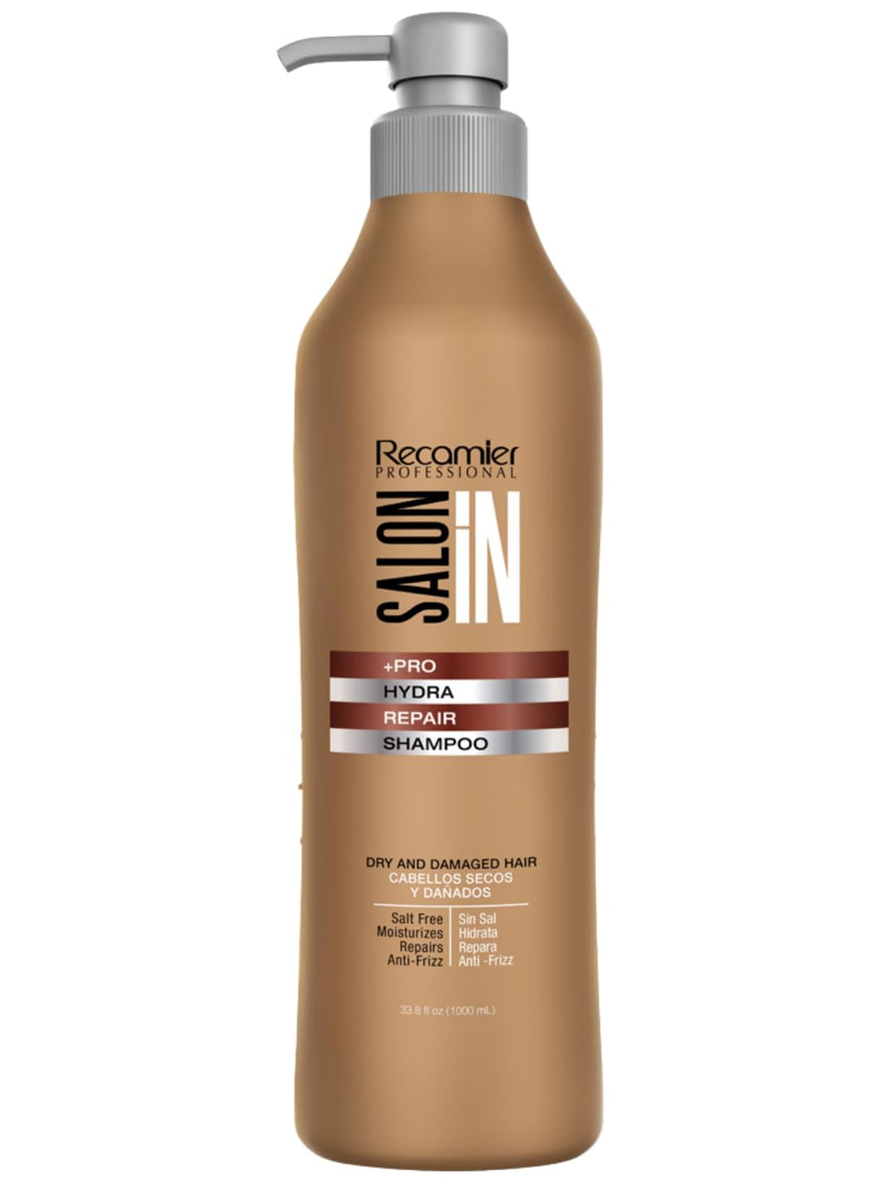 RECAMIER Hydra Repair Shampoo bottle showcases gentle cleansing for dry, damaged hair.