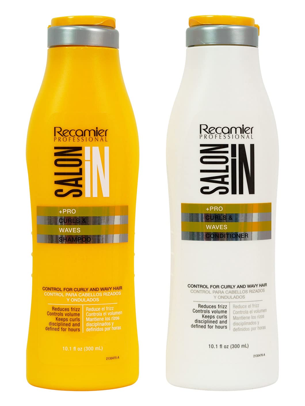 RECAMIER shampoo bottle close-up highlighting hydrating formula for curls