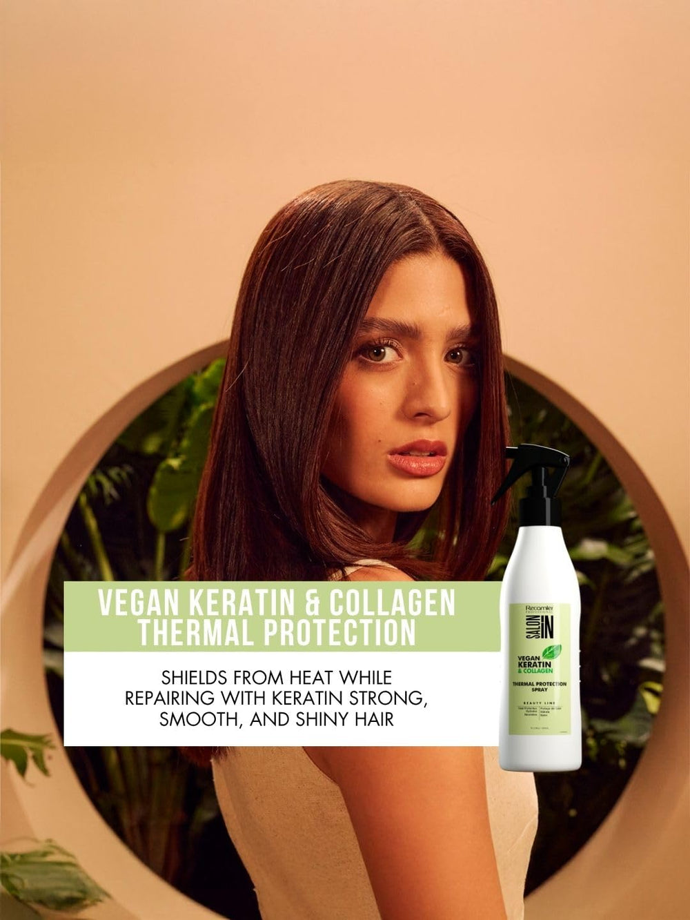 Spray action on hair provides even heat protection during styling.