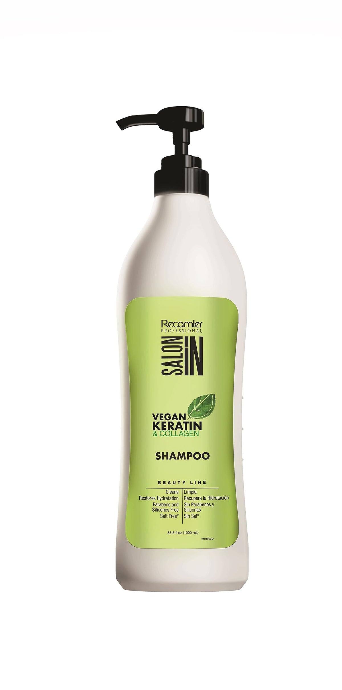 RECAMIER Professional Shampoo bottle front showing hydration for soft, shiny hair.