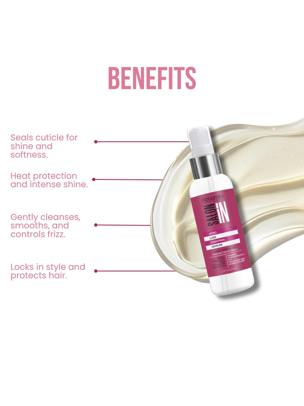 RECAMIER Liss Control hair after use shows smoother strands and frizz control.