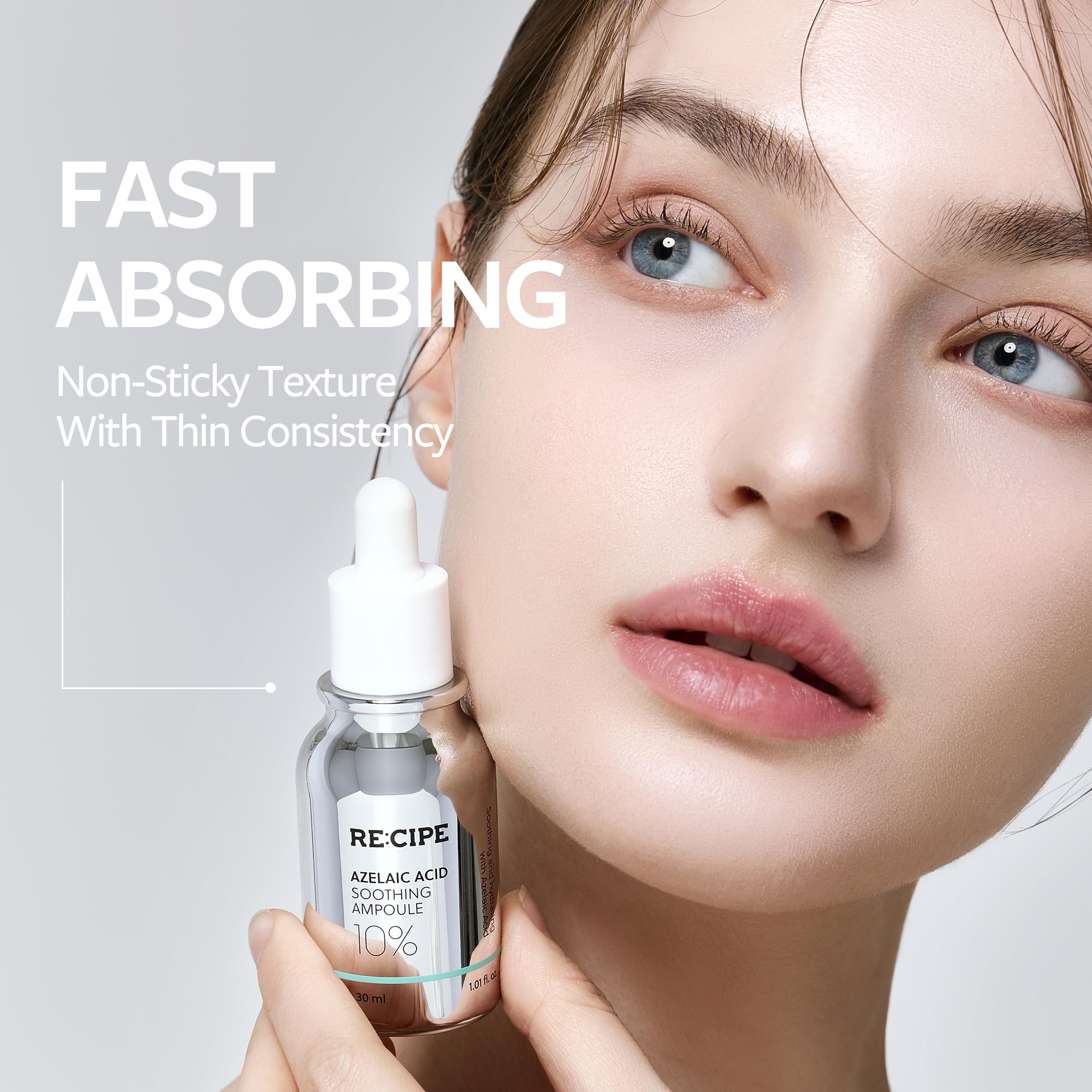 RE:CIPE Azelaic Acid 10% ampoule with hyaluronic acid for hydrated skin.