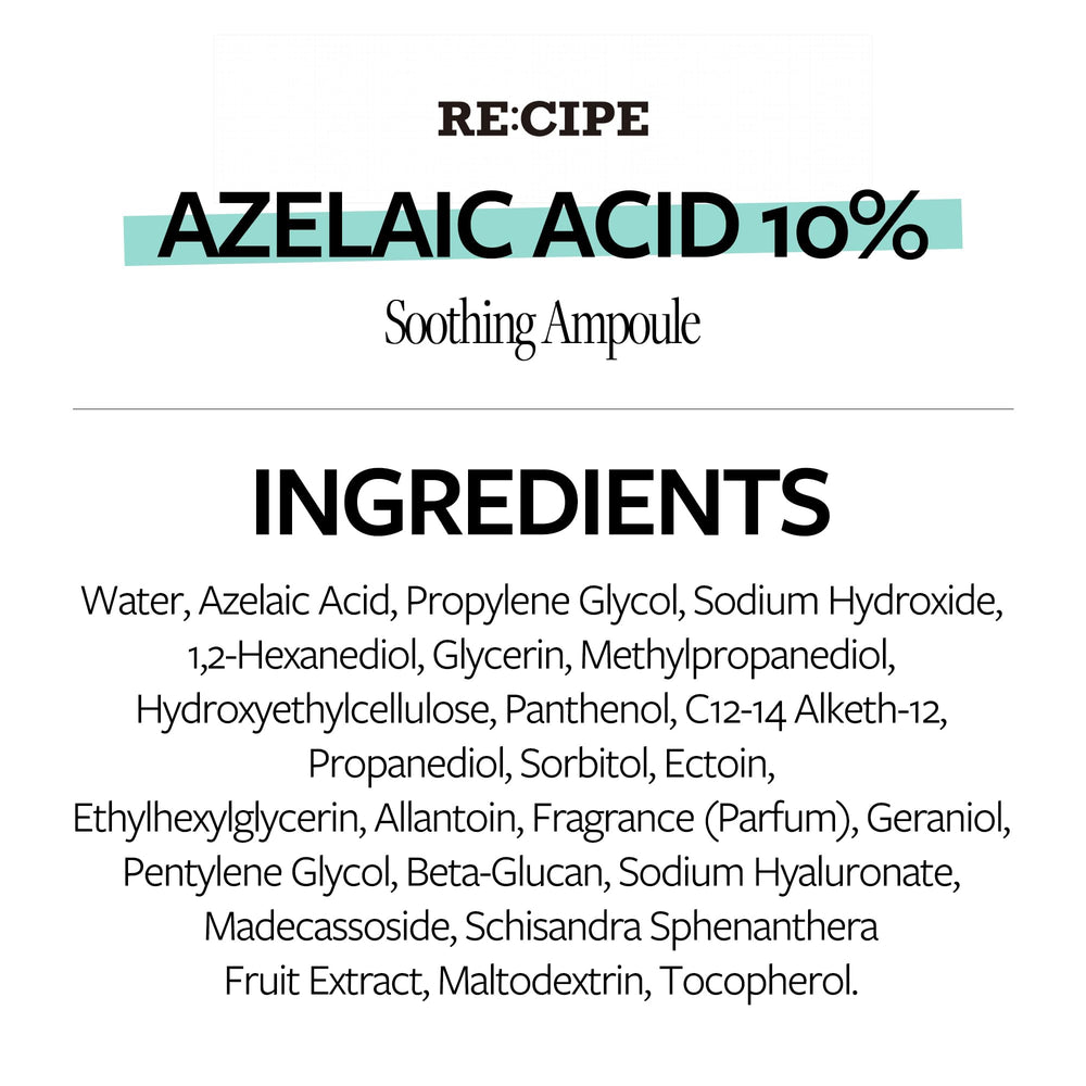 RE:CIPE Azelaic Acid 10% ampoule packaging compact for travel.