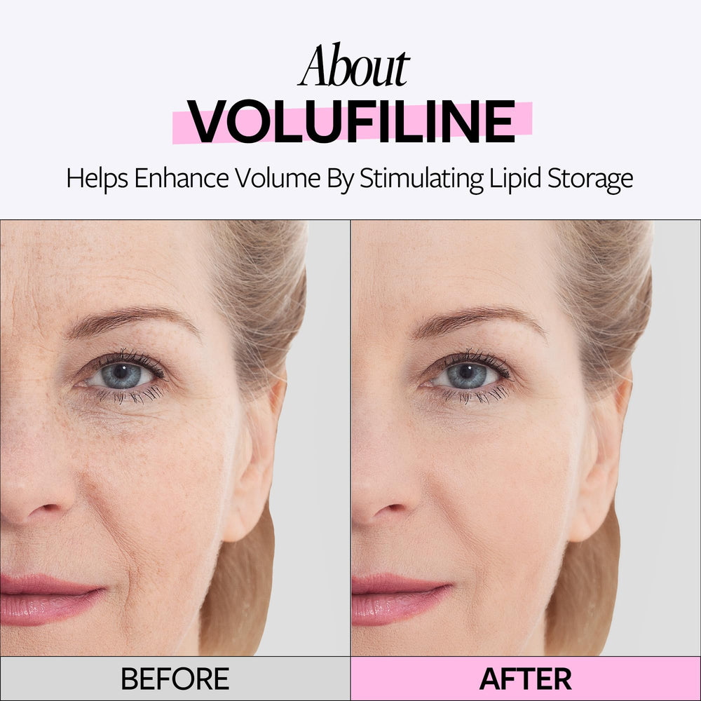 RE:CIPE Volufiline ampoule label close-up shows a clean two-ingredient formula.