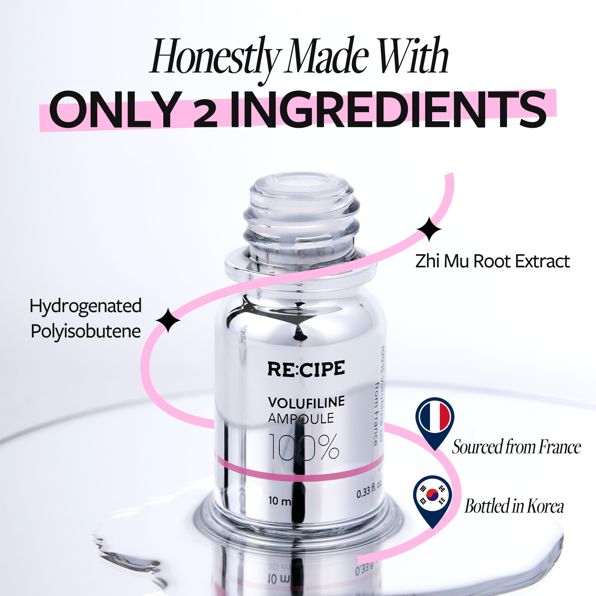 RE:CIPE Volufiline ampoule pour dropper close-up for precise dosage.