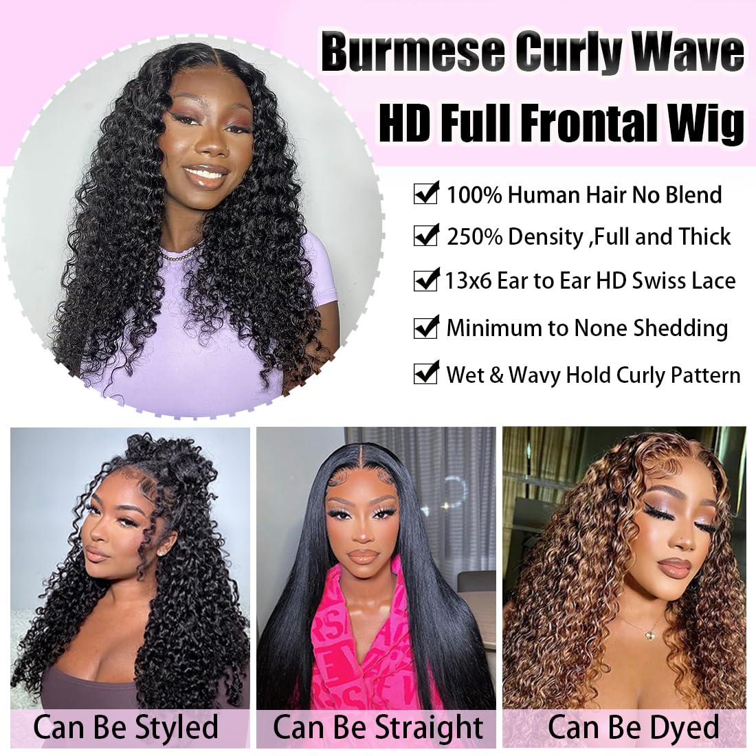Recomtic natural black lace-front detail highlights seamless blend and color.