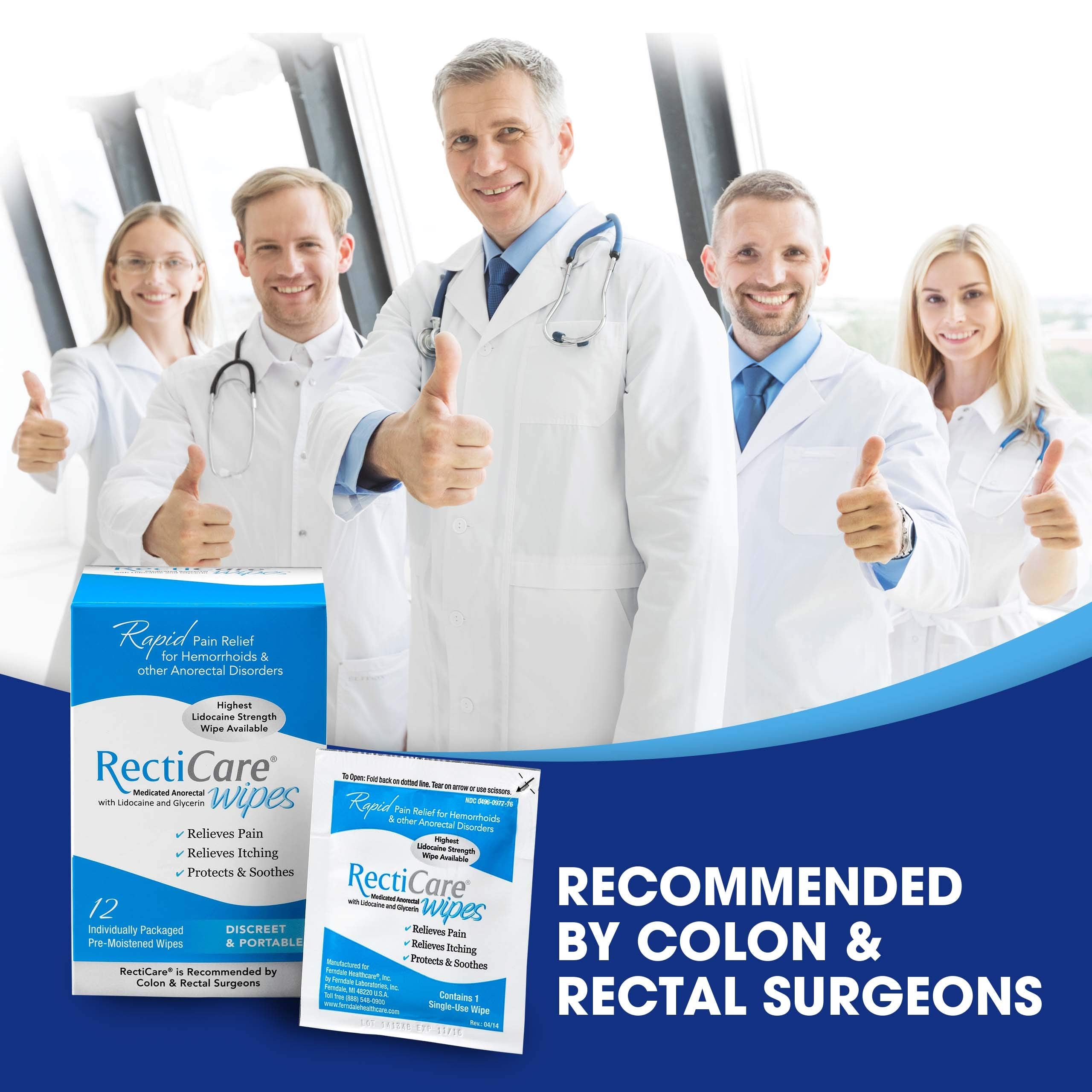 RectiCare doctor-recommendation seal signaling professional trust.