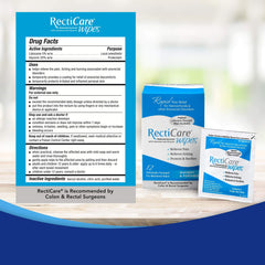 RectiCare 12-pack back view with usage guidance for temporary relief.