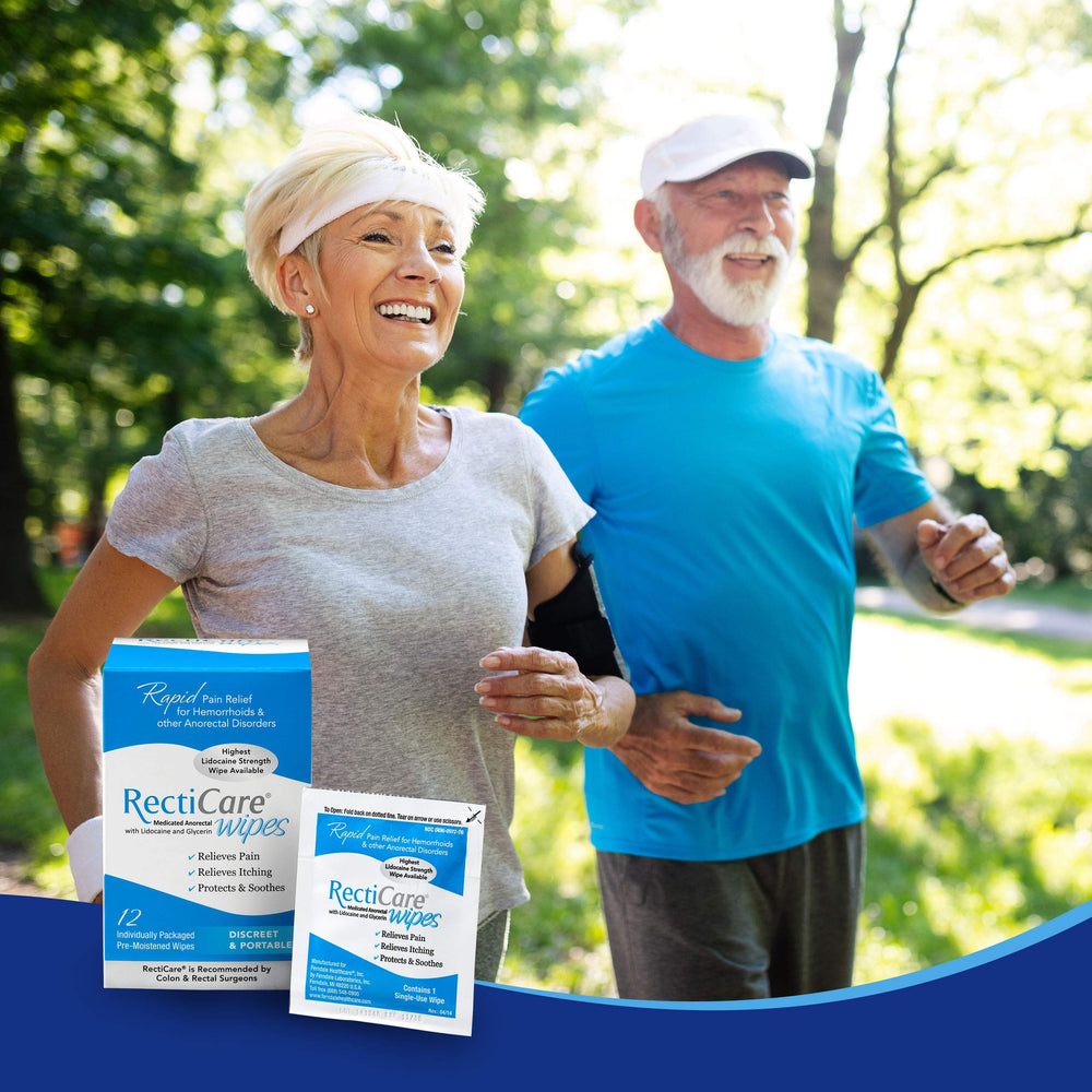 RectiCare wipes with glycerin coating to protect irritated tissue.